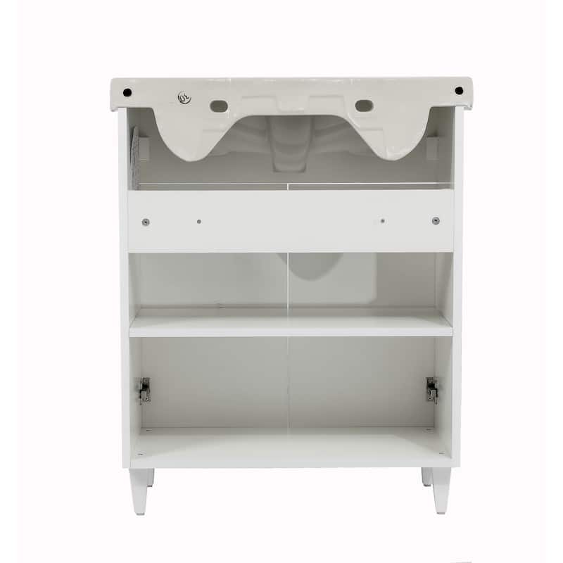 Modern Free standing Bathroom Vanity with Washbasin Woodmix White Matte Non-Toxic MDF-26"-Olimpia White Matte 26"