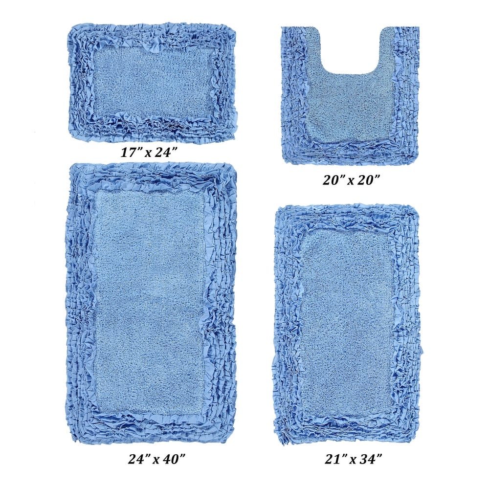 Better Trends Shaggy Border Collection Bathroom Rug -100% Cotton Tufted, Non-Skid Spray Latex Backing, Machine Washable Bath Mat