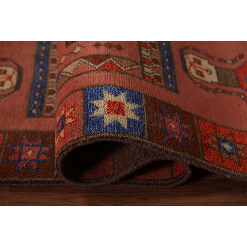 Tribal Kazak Indian Runner Rug Hand-Knotted Wool Carpet - 3'11"x 9'10"