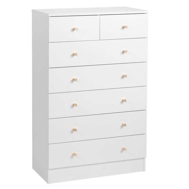 Simple Style Wooden 7-drawer Dresser with Metal Handles