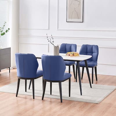 Checkered Faux Leather Upholstered Dining Chairs, Set of 2/4 - 33.7"H x 17.4"W x 17.4"D