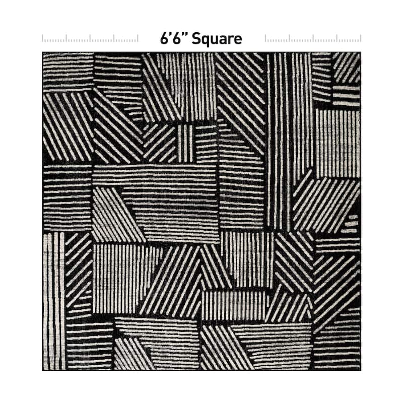 World Rug Gallery Contemporary Boho Stripes Black Area Rug