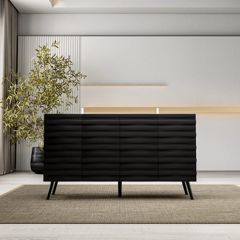 Sleek Black Buffet Cabinet Home Decor Console Table Side Table Wood