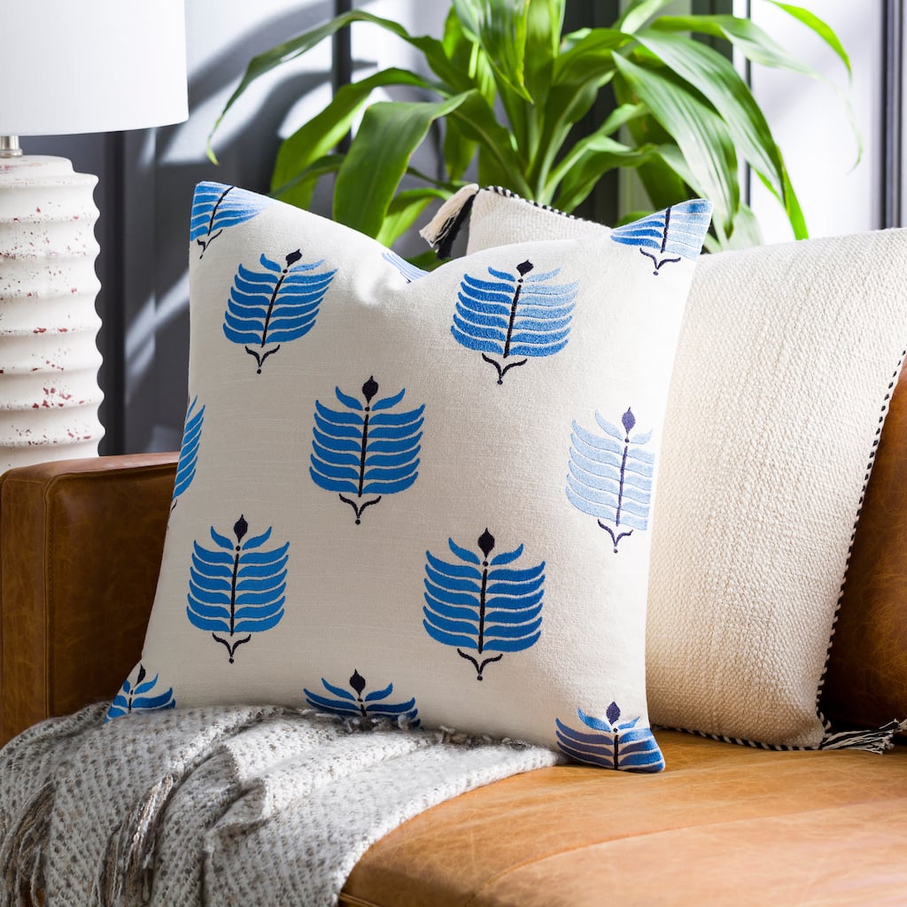 Artistic Weavers Tea Embroidered Floral Throw Pillow