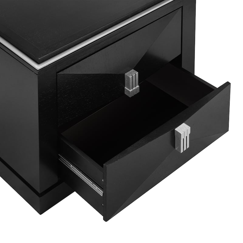 Mid-Century Modern Nightstand for Bedroom, 2 Drawers Sofa Side Table, Wooden Diamond Shaped Bedside Table