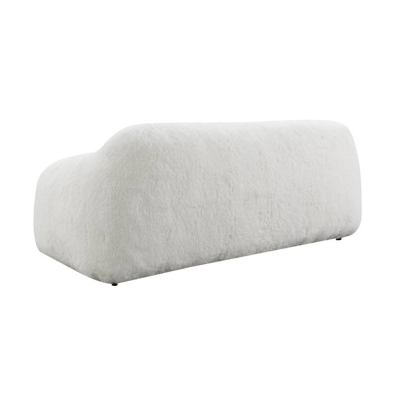 Roundhill Furniture Adell Polar Bear Faux Fur Upholstered Sofa