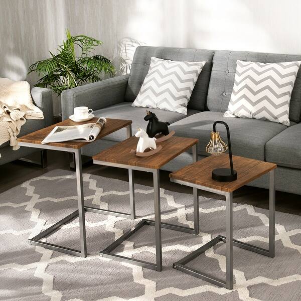 Shop Costway 3 Pcs Nesting Coffee End Table Set Stacking Side