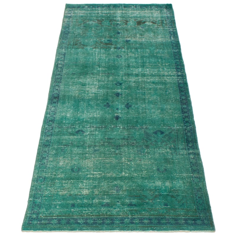 ECARPETGALLERY Hand-knotted Color Transition Green Wool Rug - 3'5 x 9'5