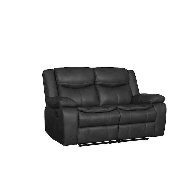 Transitional Leather-Air Reclining Loveseat - Grey