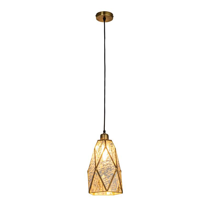 Mirrored Mercury Glass Pendant with Diamond Framework Design