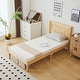 preview thumbnail 29 of 45, Twin Size Solid Wood Platform Bed Frame With Headboard White