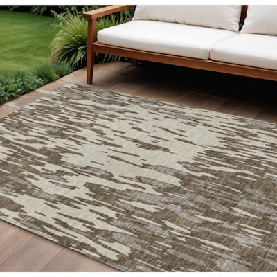 HomeRoots Abstract Transitional Rectangle Outdoor Rug