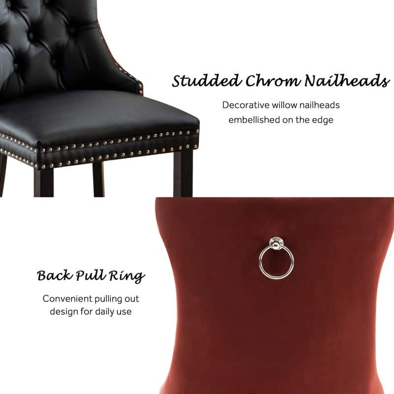 High-end Tufted Velvet Upholstered Nailhead Dining Chair Set of 6