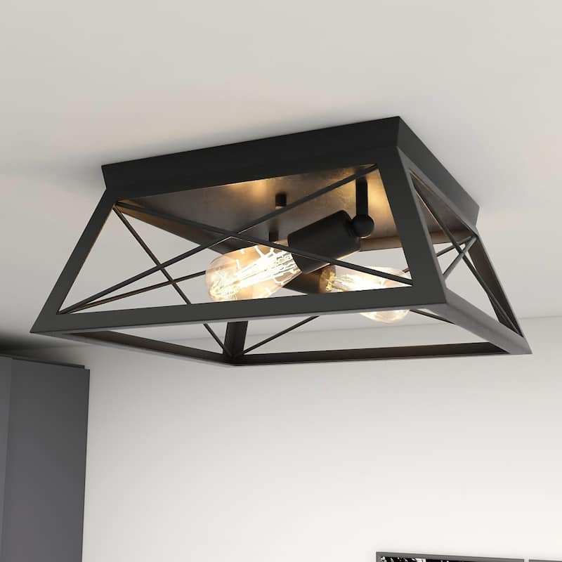2 Light Farmhouse Flush Mount Ceiling Light