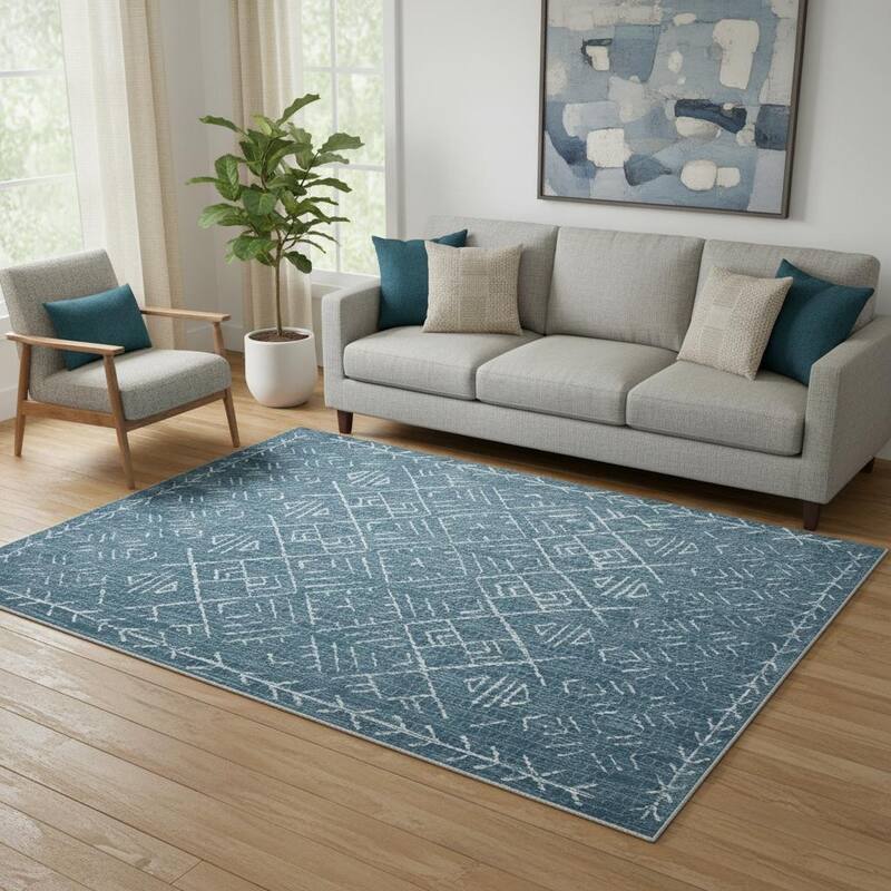 HomeRoots Abstract Geometric Casual Rectangle Area Rug - 5' X 7'