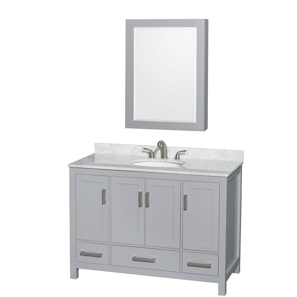 Wyndham Collection Sheffield Single Vanity Set, Medicine Cabinet