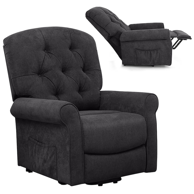 Costway Power Lift Recliner Chair Sofa for Elderly w/ Side Pocket &