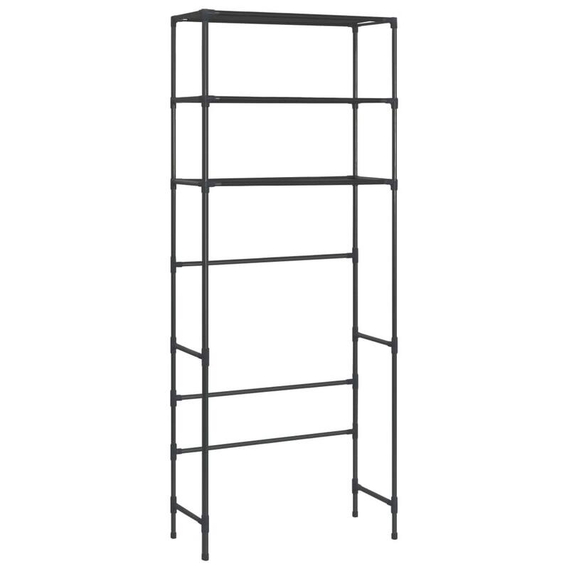 3 Tier Over the Washer Laundry Storage Rack, 67 Inch Tall Black Steel