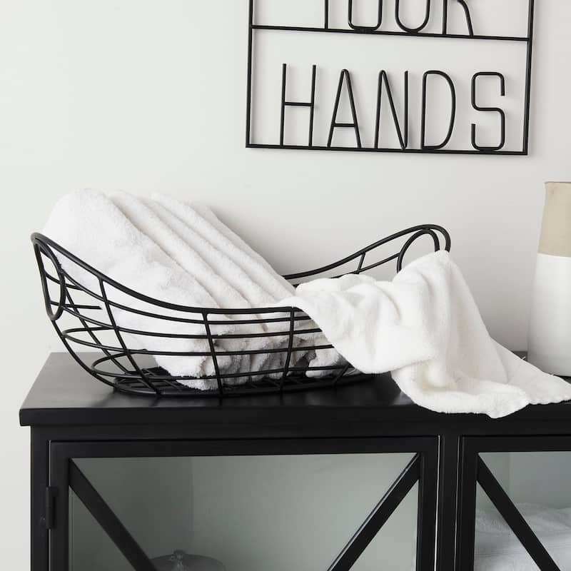 Mateo Black Metal Basket - 22"W x 12"D x 7.9"H