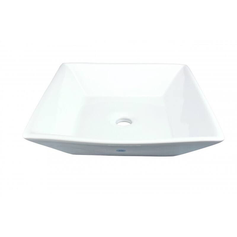 Castle Countertop Vessel Sink 16.5 in. White Ceramic Square Bathroom Sink (Set of 2) Renovators Supply