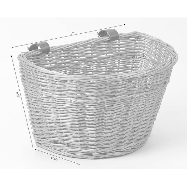 Wicker Front Bike Basket with Faux Leather Straps - Large - Bed Bath &  Beyond - 35669973