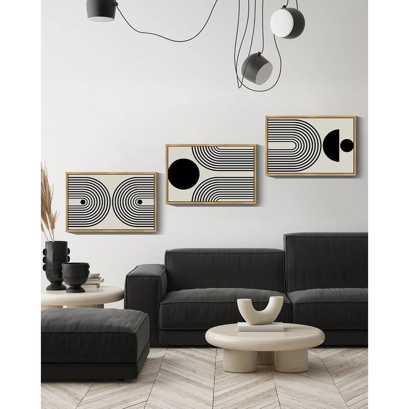Minimalist Sun Lines Framed Canvas Painting Artwork