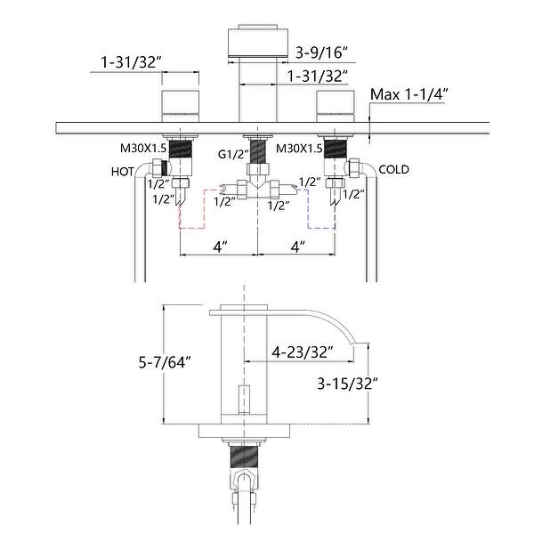 SUMERAIN High Flow Two Handle Brushed Gold Roman Tub Faucet with Valve