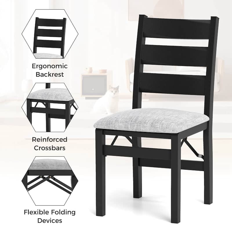 2/4PCS Modern Folding Dining Chairs Set Kitchen Armless Accent Chairs