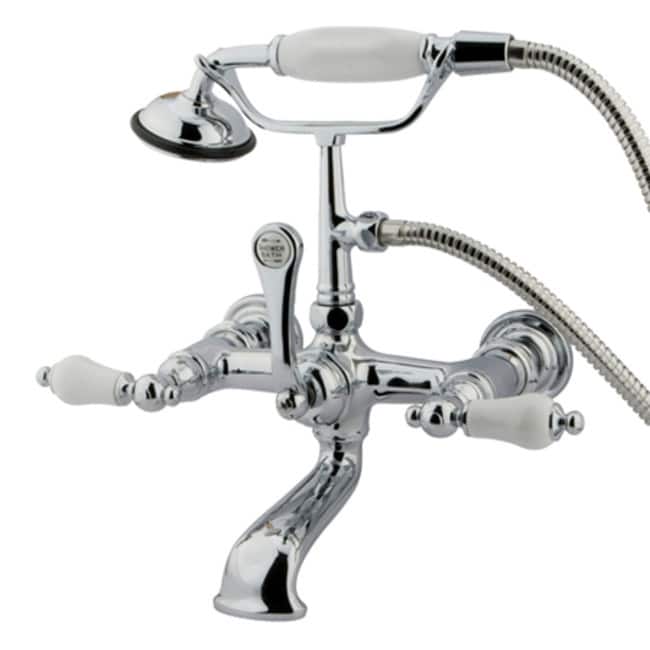 Kingston Brass Vintage Wall Mounted Clawfoot Tub Filler with Personal - Polished Chrome - Polished Chrome