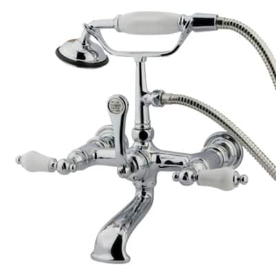 Kingston Brass Vintage Wall Mounted Clawfoot Tub Filler with Personal - Polished Chrome