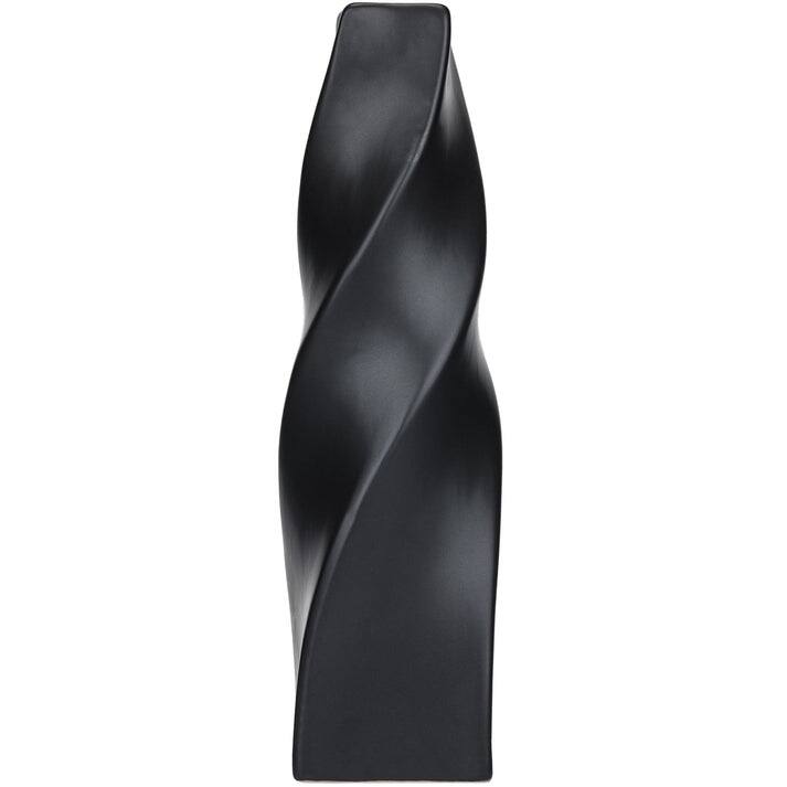 Black Tall Curvy Taper Candlesticks Set of Two Ceramic Decor