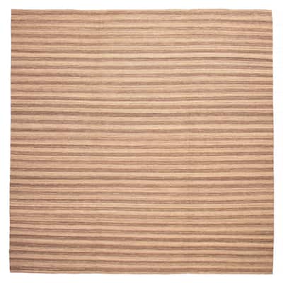 ECARPETGALLERY Flat-Weave Boho Tan Wool Kilim - 13'4 x 13'0
