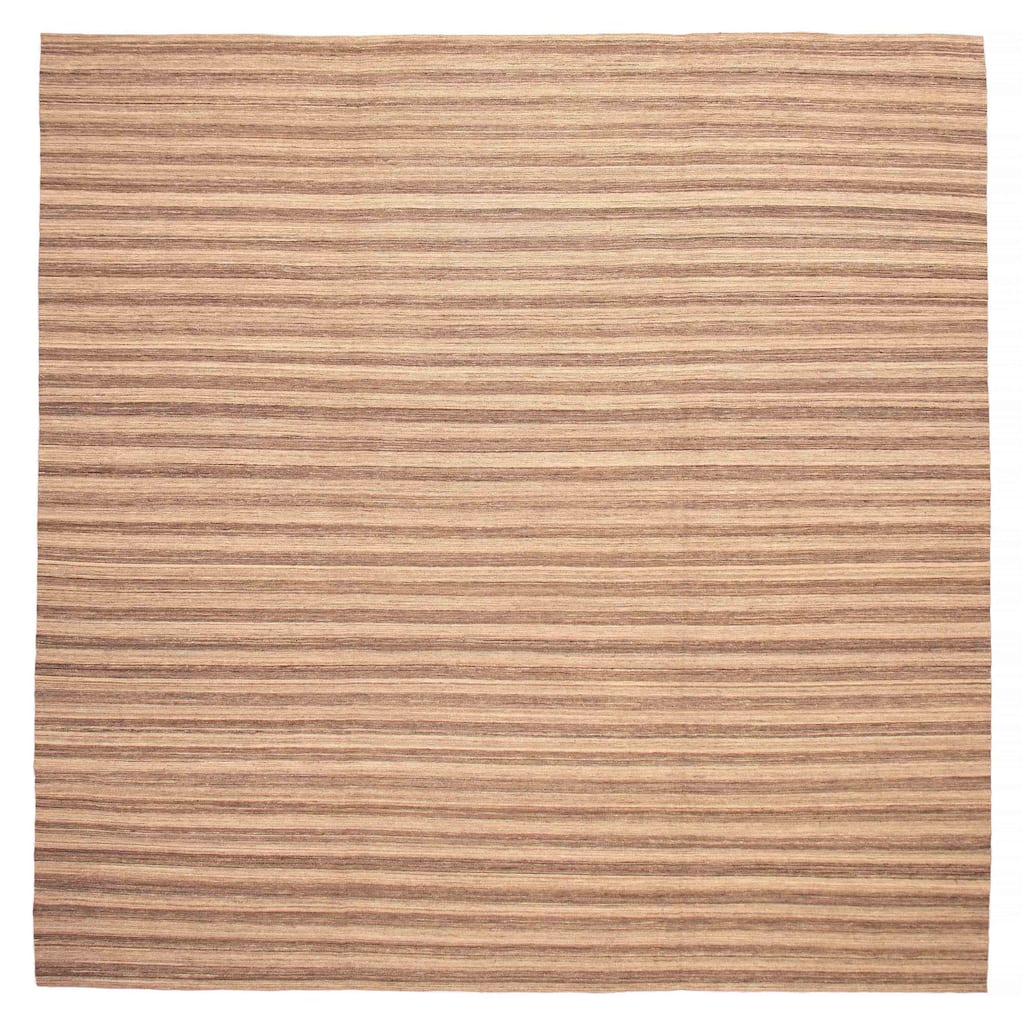 ECARPETGALLERY Flat-Weave Boho Tan Wool Kilim - 13'4 x 13'0