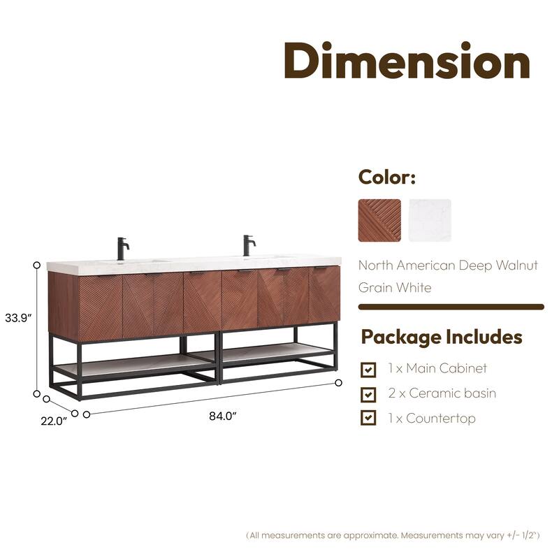 Mahon Double Bath Vanity with Composite Stone Top without Mirror