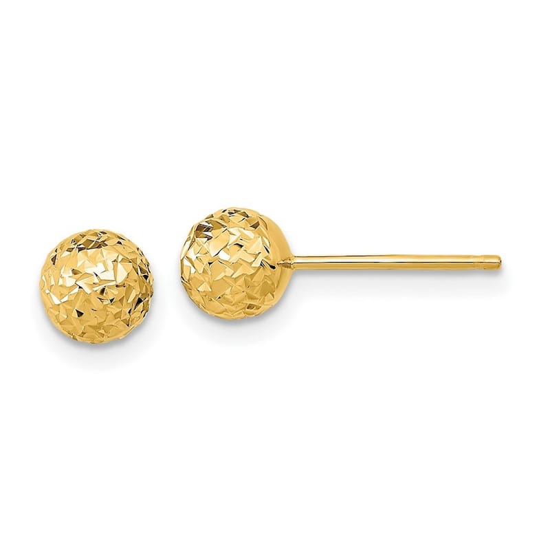 Curata 10k Yellow, Rose or White Gold 6mm Diamond Cut Ball Post Earrings