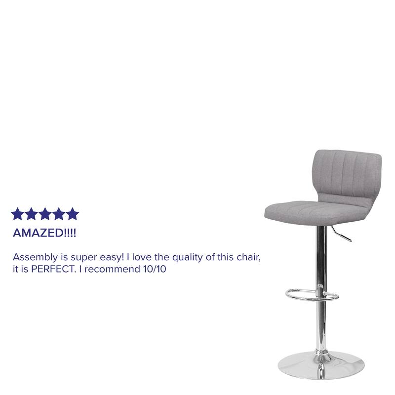 Contemporary Chrome Adjustable Bar Stool - 16.5"W x 19"D x 34.5" - 43"H