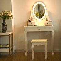 Shop Makeup Vanity With Lighted Mirror Dressing Table Dresser Desk