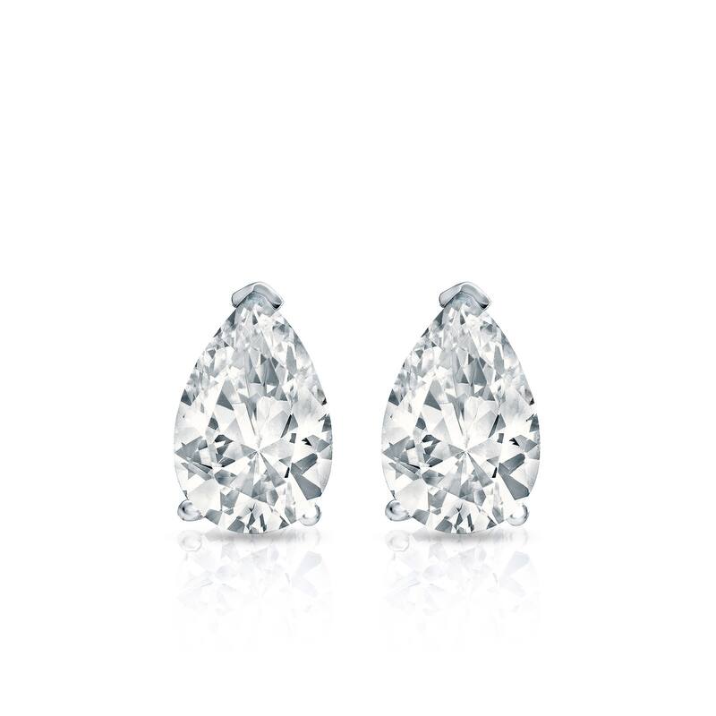 Auriya 14-karat Gold Lab Grown 0.62 carat TDW Pear Diamond Stud Earrings V-End Prong Push-back