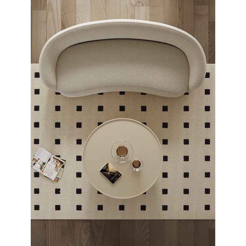 Modern Creamy White Single Round Coffee Table for Living Room Bedroom Office