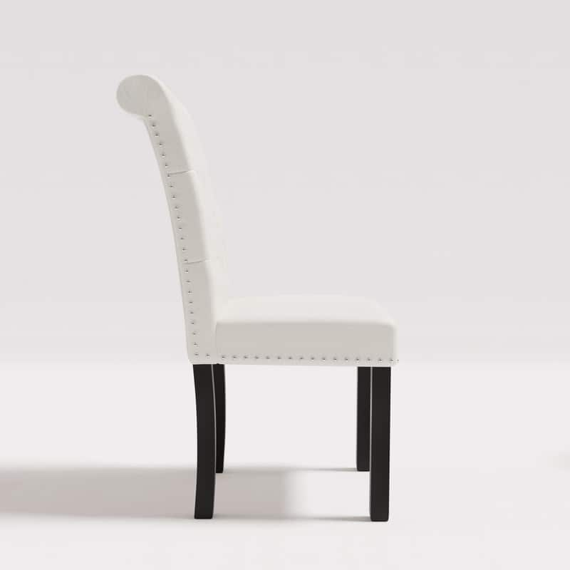 High-Back Tufted Nailhead Upholstered Dining Chairs (Set of 4)