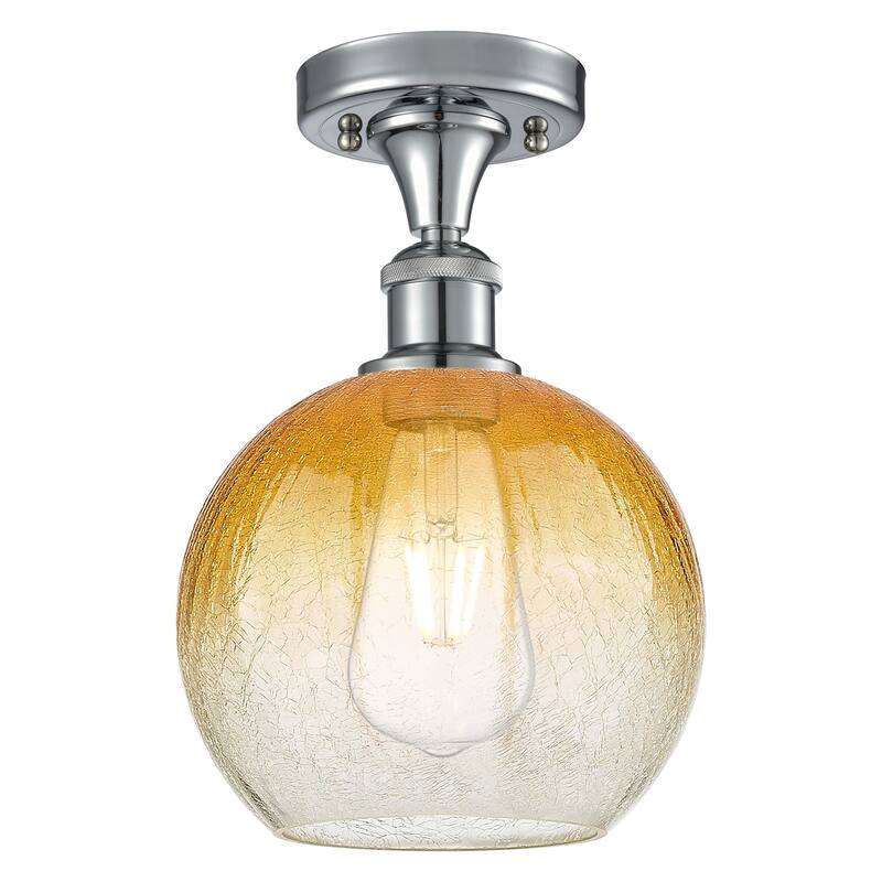 Innovations Lighting 516-1C-11-8 Brookhaven Globe Semi-Flush - Polished Chrome / Amber