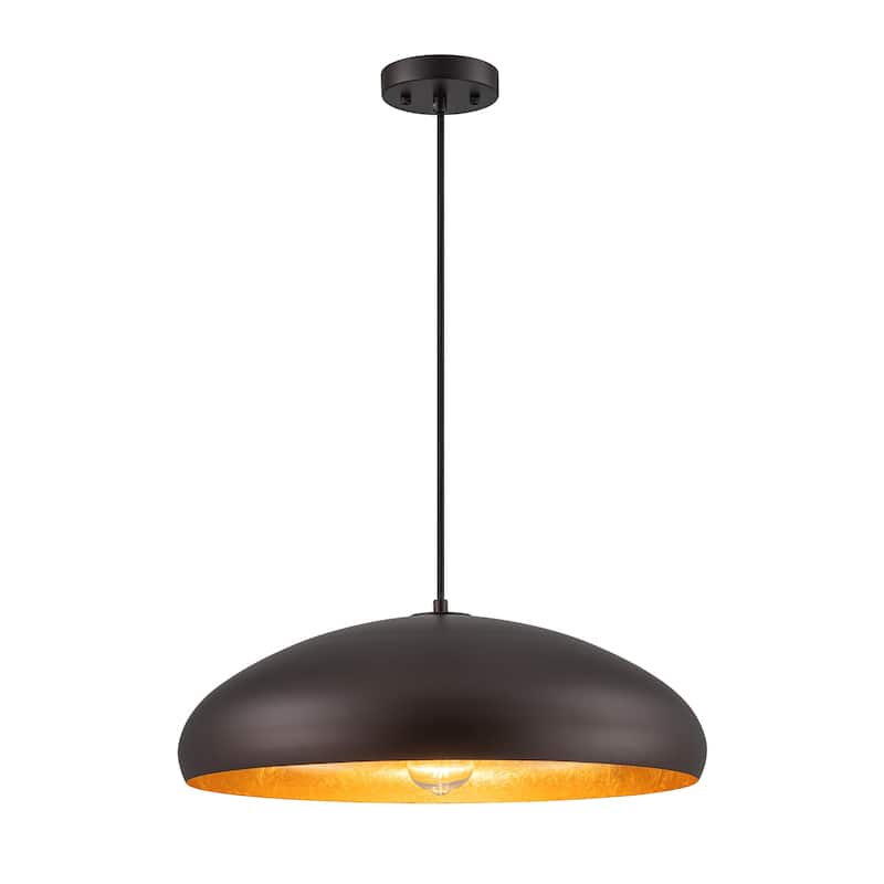 Modern Farmhouse Black Bowl Oversized Dome Pendant Light - W19.69"