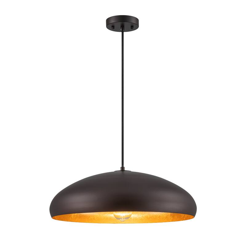 Modern Farmhouse Black Bowl Oversized Dome Pendant Light - W19.69"
