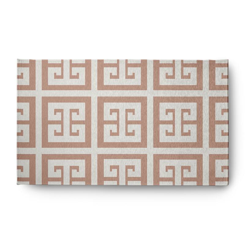 Greek Key Patterned Chenille Rug - Mauve - 3' x 5'