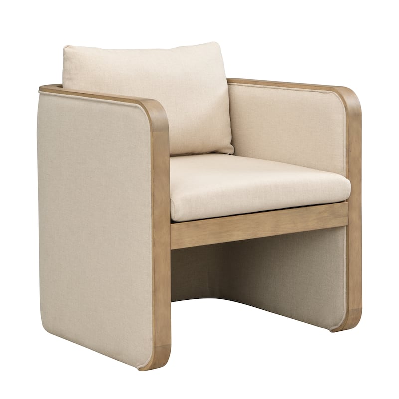 Christopher Knight Home Thaloren Rubberwood Fabric Arm Chair with Upholstered Accent