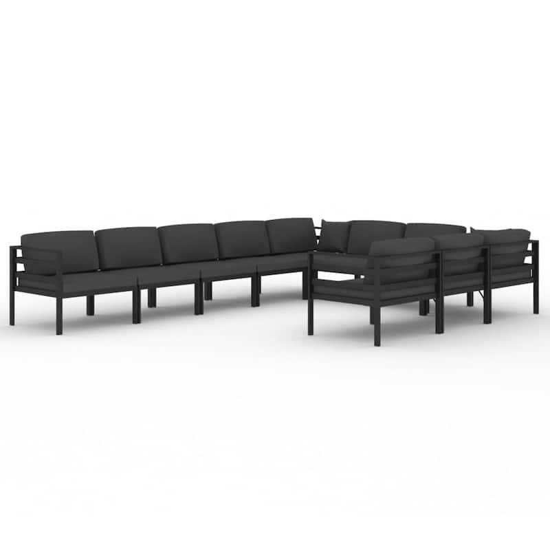 vidaXL Patio Lounge Set with Cushions Aluminum - 27.6" x 27.6" x 25.4"
