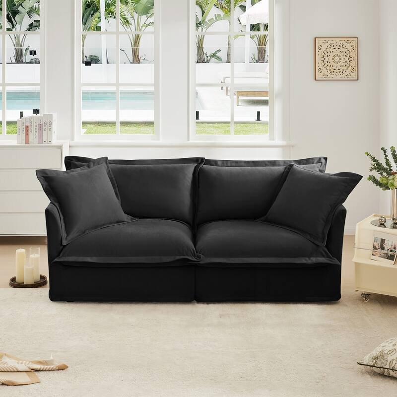Comfortable Detachable-Covered 2-Seat Sofa for Small Spaces, Stylish and Versatile - Black