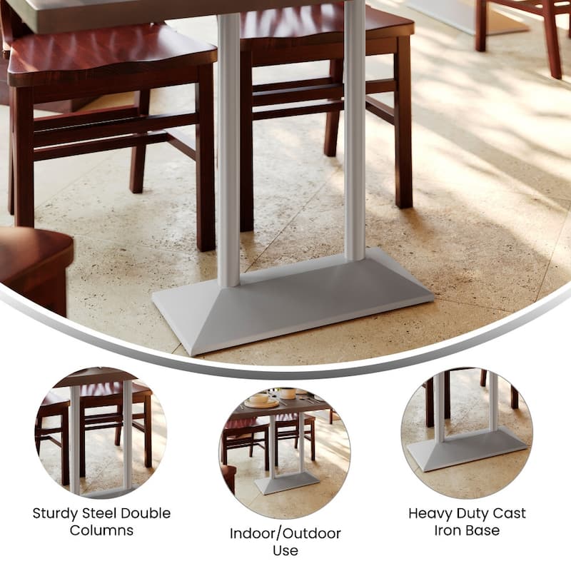 Commercial All Weather Double Table Base for up to 30" x 48" Tabletops - 15"D x 27"W x 30.5"H