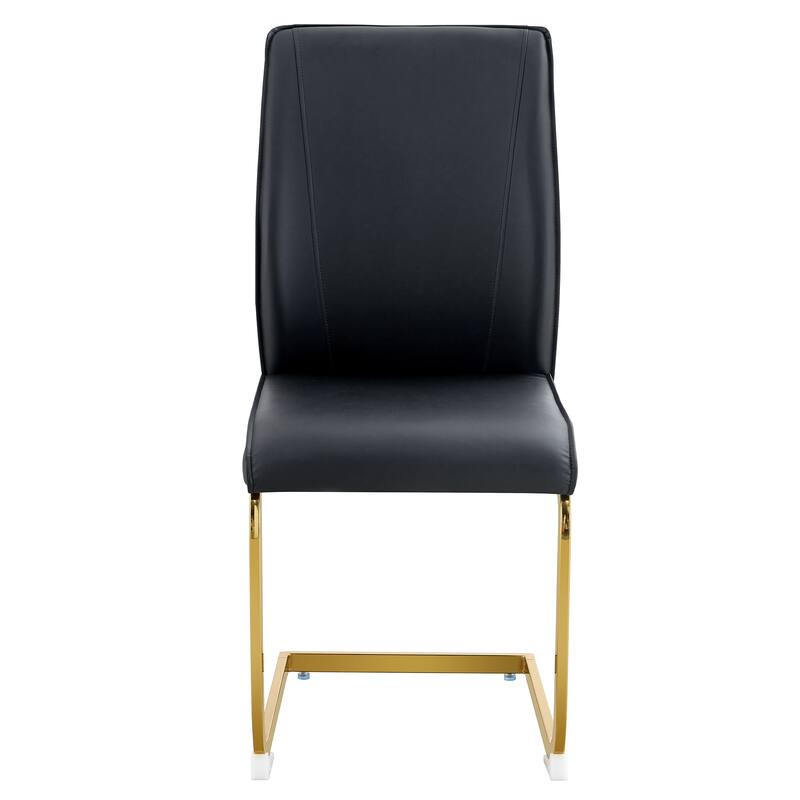 Set of 8 High Resilience Dining Chair with Arched Metal Gold Leg
