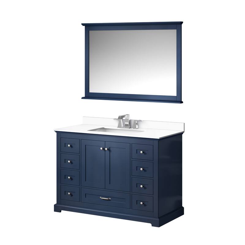 Dukes 48 in. W x 22 in. D White Single Bath Vanity, Cultured Marble Top, Faucet Set, and 46 in. Mirror